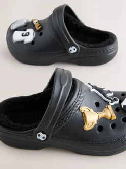 Next Imprimé football noir - Sabots chaussons doublés chauds Discount