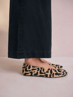 Next - Ballerines bout rond en cuir Imprimé Léopard Discount