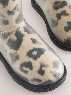 Next Imprimé Léopard - Bottes de pluie doublées Borg Hot