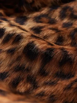 Next Imprimé Léopard - Manteau long en fausse fourrure Outlet