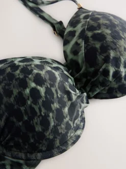 Next - Haut de bikini rembourré à armatures gainant Imprimé léopard vert/noir New