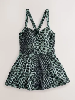 Next Imprimé léopard vert/noir - Robe de bain à jupes avec contrôle du ventre Clearance