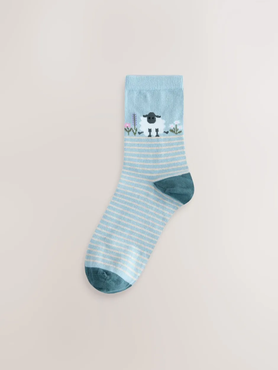 Next Imprimé moutons multicolores - Paquet de chaussettes de cheville 4 Online
