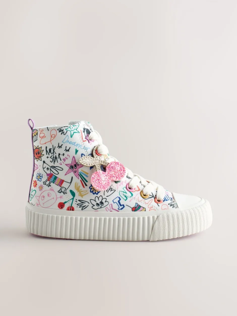 Next - À lacets High Top Trainers Imprimé Multicolore Esquisses Online