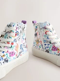 Next - À lacets High Top Trainers Imprimé Multicolore Esquisses Online