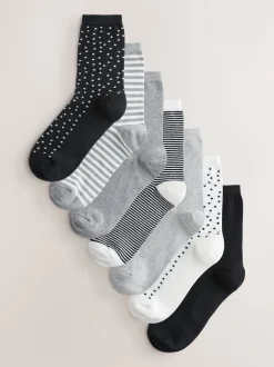 Next Imprimé noir/blanc mélangé - Paquet de chaussettes de cheville 7 Best