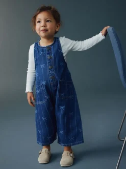 Next Imprimé nœud - Combinaison Denim sans manches (3mois-8ans) Clearance