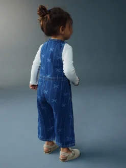 Next Imprimé nœud - Combinaison Denim sans manches (3mois-8ans) Clearance