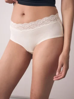 Next Imprimé nœud baies - Lot de 4 culottes en coton et dentelle Mi-long Sale