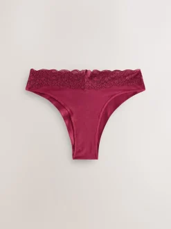 Next Imprimé nœud baies - Lot de 4 culottes en coton et dentelle Coupe très échancrée Hot