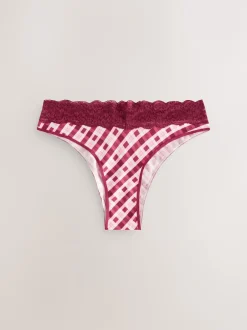 Next Imprimé nœud baies - Lot de 4 culottes en coton et dentelle Coupe très échancrée Hot