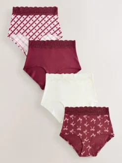 Next - Lot de 4 culottes en coton et dentelle Imprimé nœud baies Best