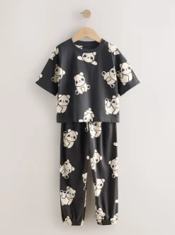 Next Imprimé panda noir/blanc - Lot de 3 joggings de pyjama (3-16ans) Outlet