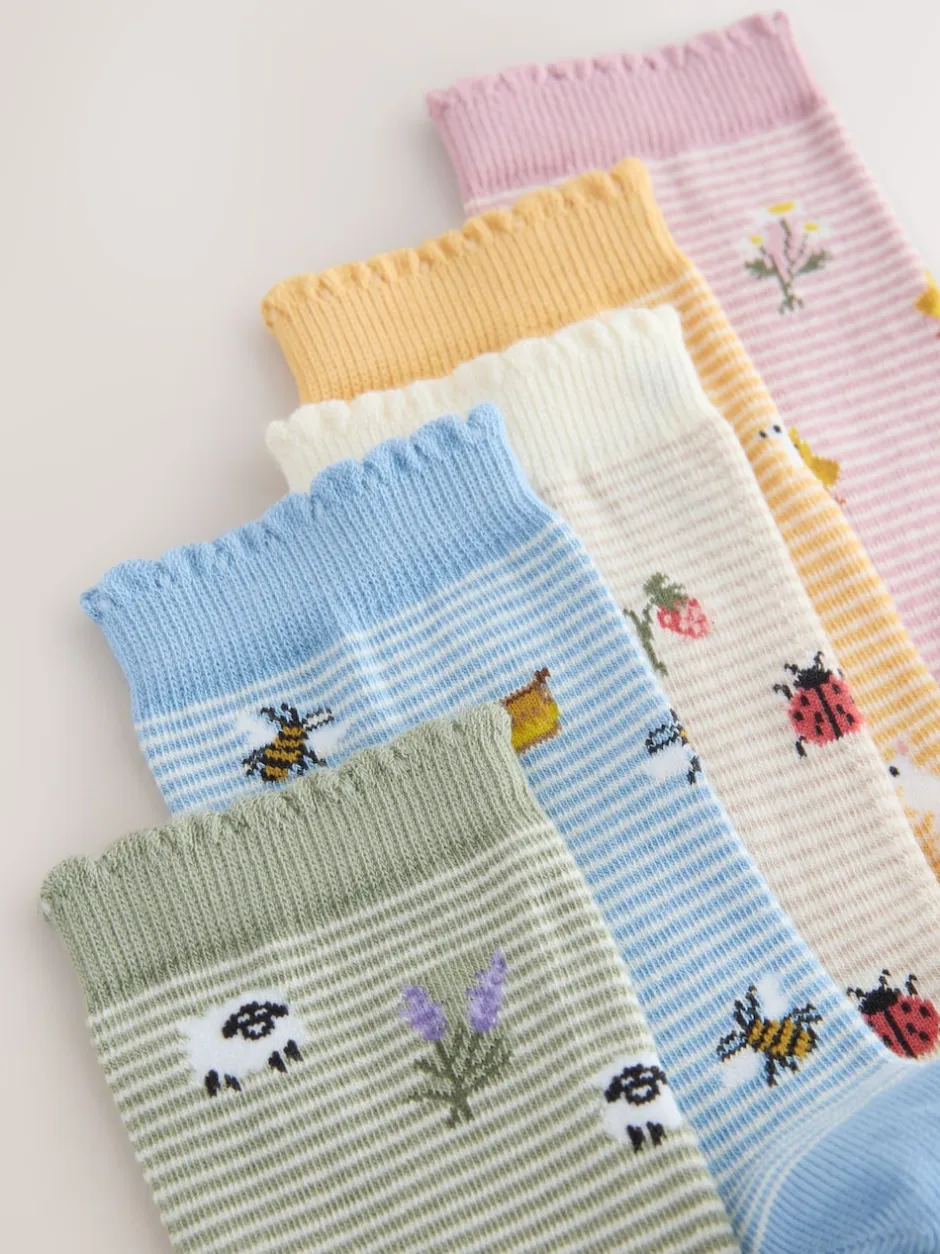 Next imprimé printemps - Paquet de chaussettes de cheville 5 Outlet