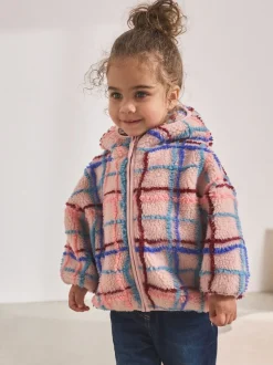 Next Imprimé quadrillage rose - Polaire zippée (3mois-7ans) Clearance