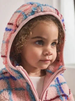 Next Imprimé quadrillage rose - Polaire zippée (3mois-7ans) Clearance
