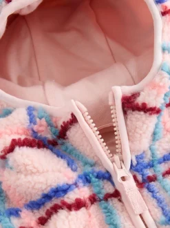 Next Imprimé quadrillage rose - Polaire zippée (3mois-7ans) Clearance