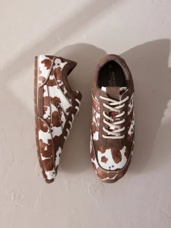 Next Imprimé vache - Baskets slim en cuir haut de gamme à lacets