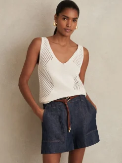 Reiss indigo - Shorts en lin Ashby Best