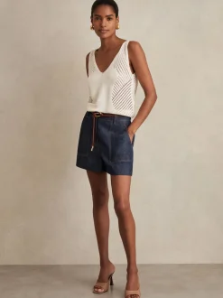 Reiss indigo - Shorts en lin Ashby Best