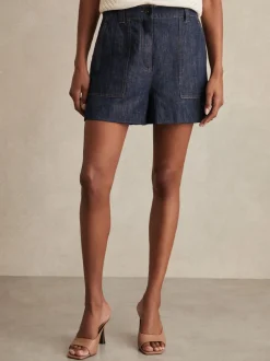 Reiss indigo - Shorts en lin Ashby Best