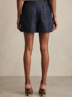 Reiss indigo - Shorts en lin Ashby Best