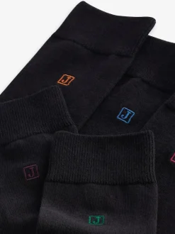 Next Inital - Chaussettes fraîches et durables brodées Noir 5 Pack