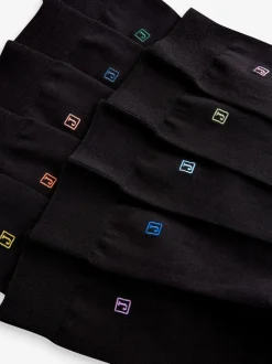 Next Initiales Noir - Chaussettes brodées Lasting Fresh 10 Lot Hot