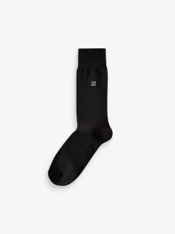 Next Initiales Noir - Chaussettes brodées Lasting Fresh 10 Lot Hot
