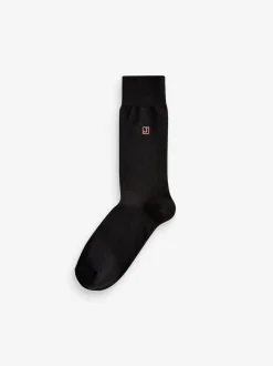 Next Initiales Noir - Chaussettes brodées Lasting Fresh 10 Lot Hot