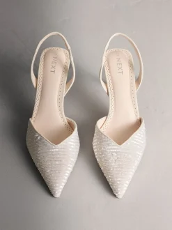 Next ivoire - Chaussures à talons Forever Comfort® à sequins et bride arrière Discount