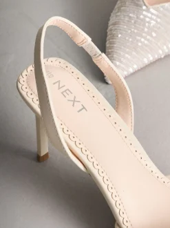 Next ivoire - Chaussures à talons Forever Comfort® à sequins et bride arrière Discount