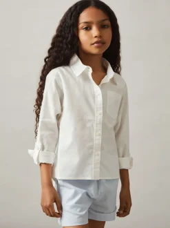 Reiss ivoire - Chemise à poignets roulés en lin Leora Sale