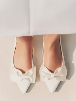 Next ivoire - Forever Comfort® Mariage Point Toe Nœud Mariage Ballet Chaussures New