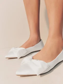 Next ivoire - Forever Comfort® Mariage Point Toe Nœud Mariage Ballet Chaussures New