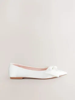 Next ivoire - Forever Comfort® Mariage Point Toe Nœud Mariage Ballet Chaussures New