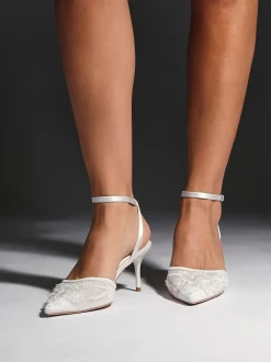 Linzi ivoire - Serenade Chaussures à talons en maille perlée New