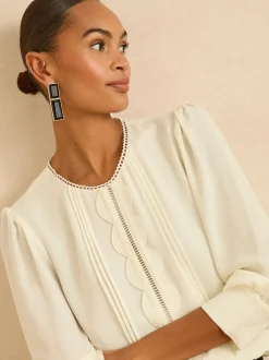 Love & Roses ivoire - Chemisier à manches festonnées 3/4 New