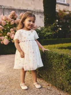 Next ivoire - Robe en maille brodée (3mths-8yrs) Clearance