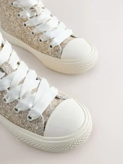 Next Ivoire pailleté - Baskets montantes à lacets Clearance