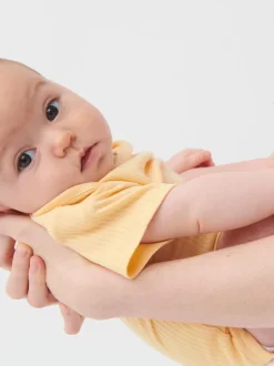 Mori Jaune - Body côtelé extensible à manches courtes Online