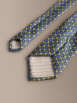 Next - Cravate géométrique en soie Signature italienne Jaune Outlet