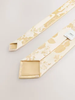 Next Jaune - Ensemble pochette à cravate et broche Clearance