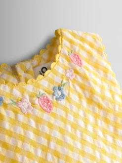 Jojo Maman Bébé Jaune - Appliqué Gingham Sleeveless Dress Discount