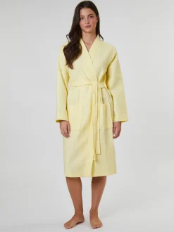 Loungeable - Peignoir gaufré 100% coton Jaune Hot