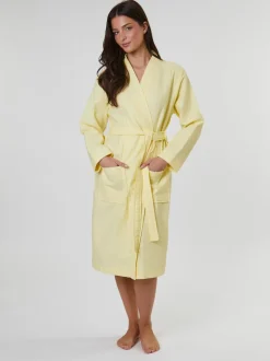 Loungeable - Peignoir gaufré 100% coton Jaune Hot
