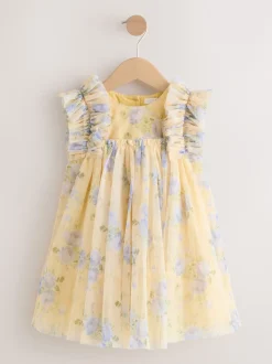 Next Jaune - Robe en maille à épaules volantées (3mois7ans) Discount