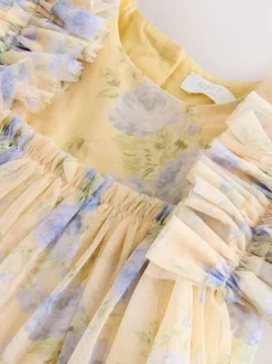 Next Jaune - Robe en maille à épaules volantées (3mois7ans) Discount