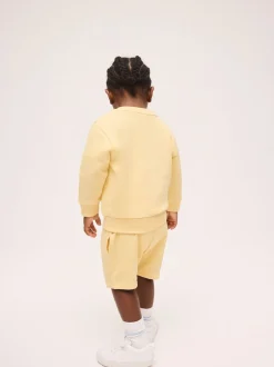 Next Jaune clair - Ensemble Sweat-shirt et Shorts uni à Col rond (3mois -7ans) New