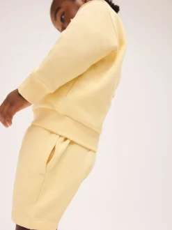 Next Jaune clair - Ensemble Sweat-shirt et Shorts uni à Col rond (3mois -7ans) New
